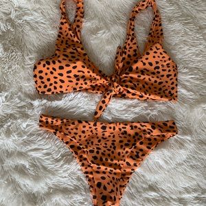 Orange cheetah print bikini